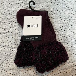 Bejoli Speckle Cuff Crew Boot Topper - Wine